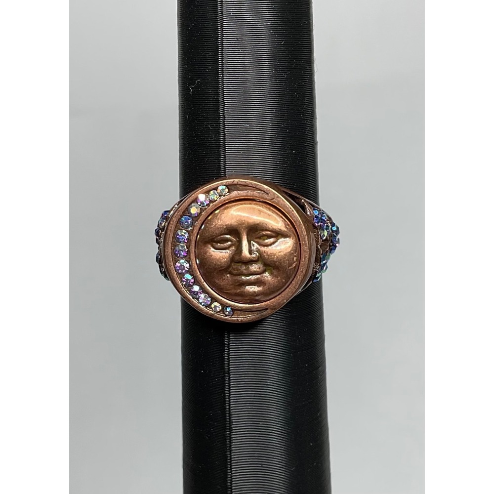 1990's Kirks Folly Moon Shadow Ring 6.5 AB Aurora Borealis Rose-tone Collector